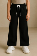 black wide-leg sweat pants