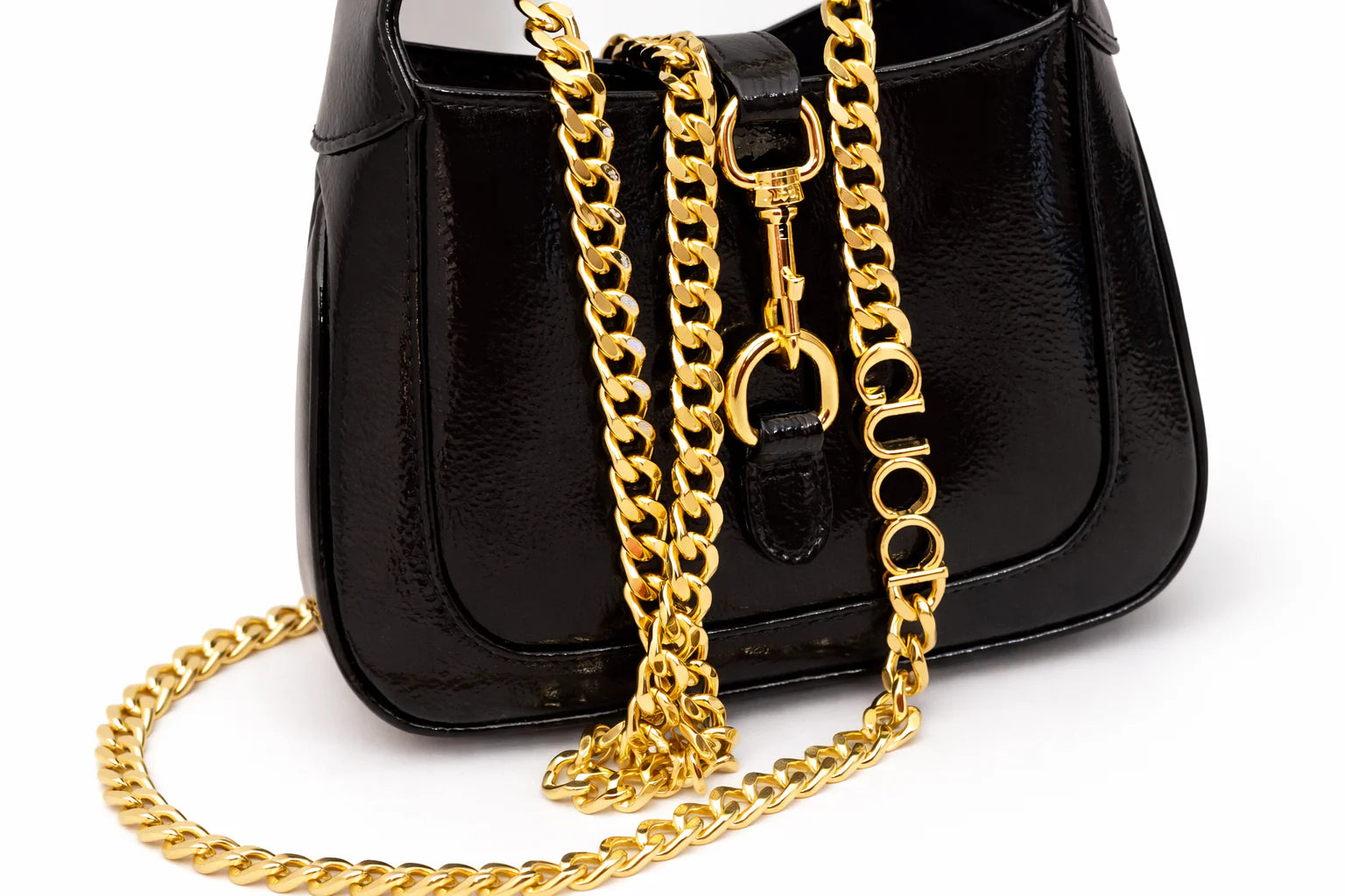 Gucci Jackie Notte Mini Bag in Crinkled Patent Leather