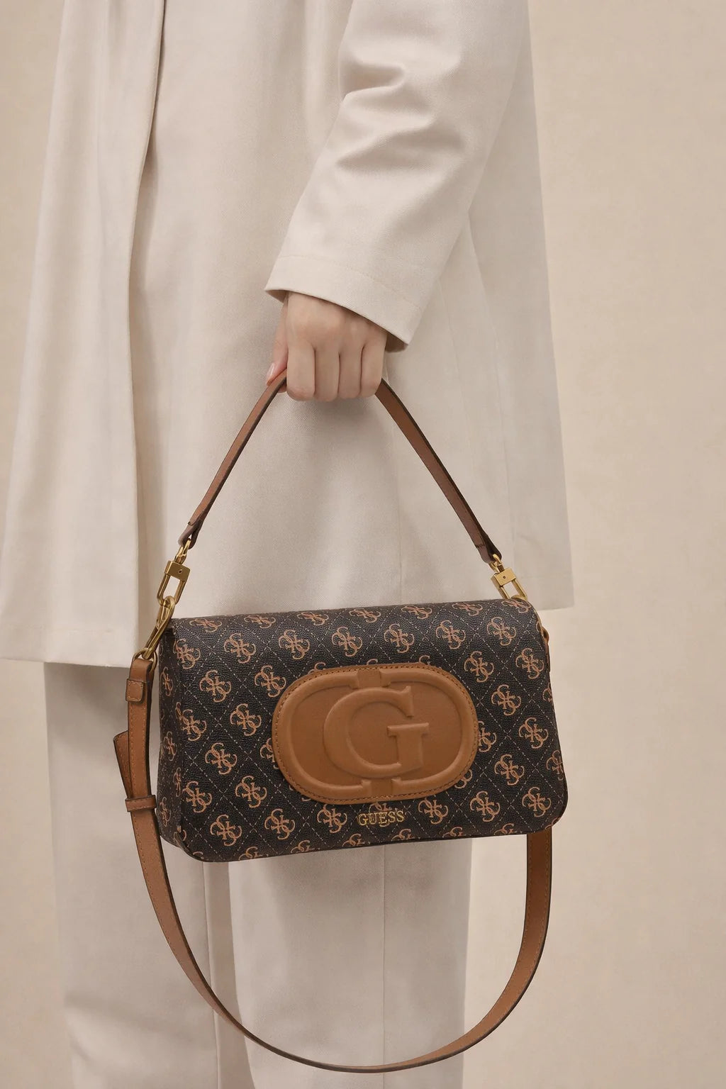 GUESS Womens Eco Mietta Flap Shoulder Bag