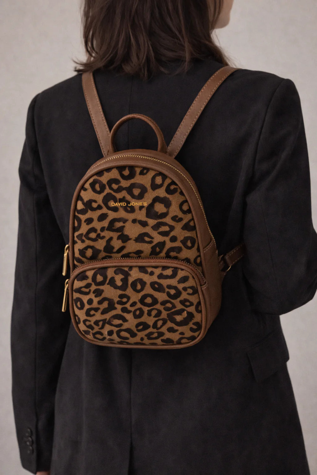David Jones leopard print backpack