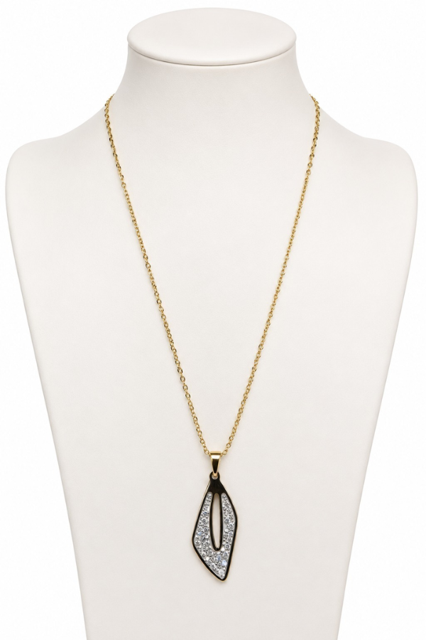 Crystal Teardrop Stainless Steel Necklace