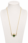 Emerald Heart Wings Stainless Steel Necklace