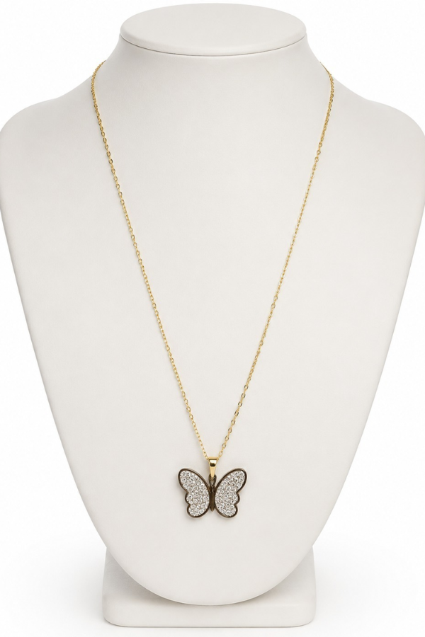 Crystal Butterfly Stainless Steel Necklace