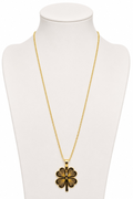 Black Enamel Four-Leaf Clover Stainless Steel Necklace