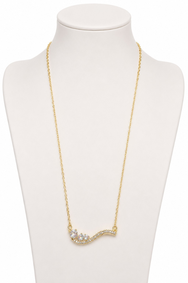 Crystal Wave Stainless Steel Necklace