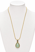 Green Teardrop Stainless Steel Necklace