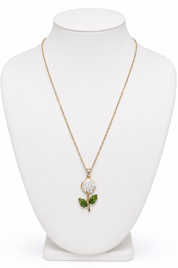 White Rose Stainless Steel Necklace