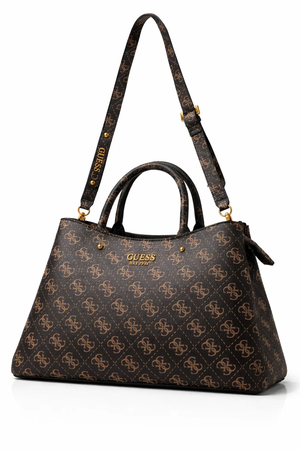 GUESS Quattro G Logo Printed Satchel Bag